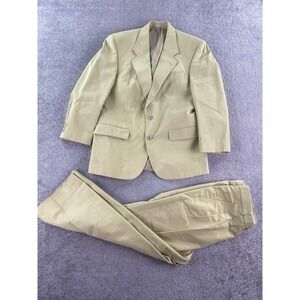Alexandre Of England Suit 42 S Beige Trevira Cotton Designer Jacket Pants 32x25